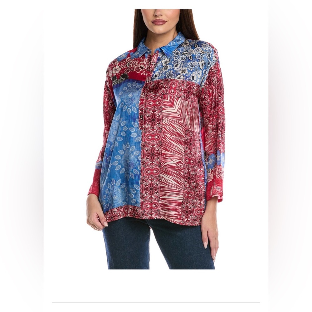 NWT Johnny Was Patchwork Button-Down Tunic/Blouse… - image 3